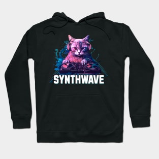 Synthwave cat with headphones Hoodie